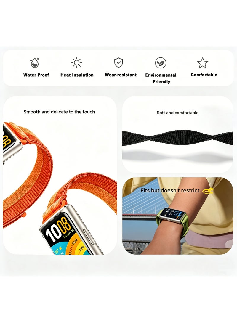 OLYSON Nylon Replacement Bands Compatible with Huawei Band 11/11 Pro– Lightweight Sport Loop, Soft Breathable Braided Fabric Wrist Straps for Men and Women, Orange - Image 4