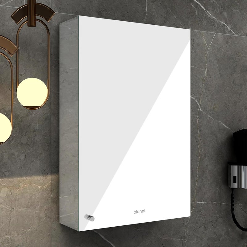 Planet Premium Bathroom Cabinet with Mirror/ 304 Stainless Steel Mirror Cabinet for Wash Basin/Bathroom Shelf for Wall with Mirror/Bathroom Accessories (16x 24 Inch-Chrome) - Image 1