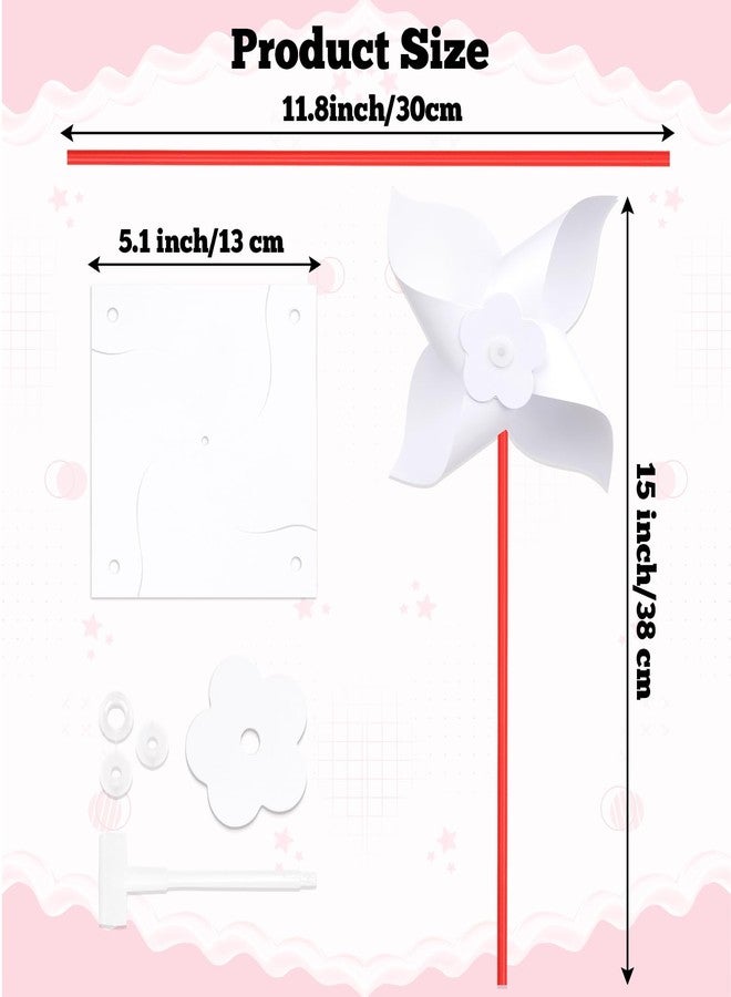 Yymobt 50 Pcs DIY Pinwheels Paper Craft, Color Your Own White Pinwheel, Bulk Summer Blank Pinwheel Craft Kit for Memorial Day Spring Garden Activity Party Favor Supplies, 5.1 Inches - Image 5