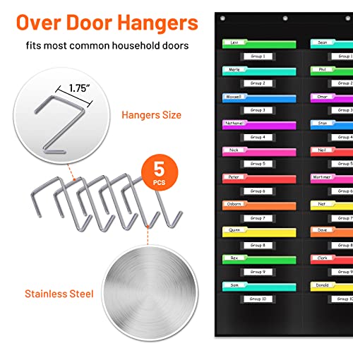 AKAYOK Hanging File Folders for Legal/Letter Size, 30-Pocket Wall File Organizer Black Pocket Chart for Classroom, Office, and Home – Perfect for Assignments, Document, Scrapbooks, Mail and Papers - Image 5
