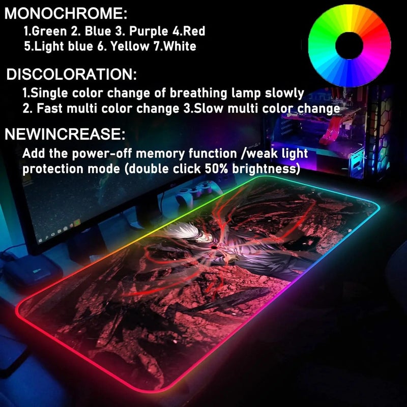 Bluejw RGB Anime Gaming Mouse Pad - Large Extended Cloth Mouse Mat Desk Pad for Laptop Tablet PC & Wireless Keyboard - Image 5