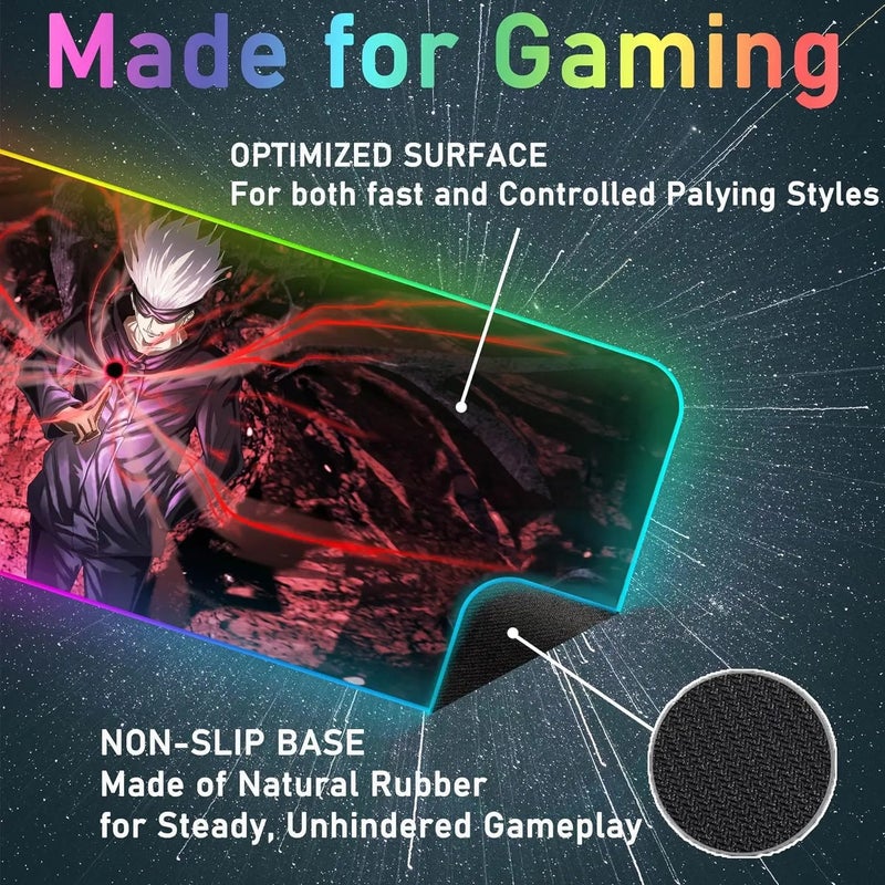 Bluejw RGB Anime Gaming Mouse Pad - Large Extended Cloth Mouse Mat Desk Pad for Laptop Tablet PC & Wireless Keyboard - Image 4