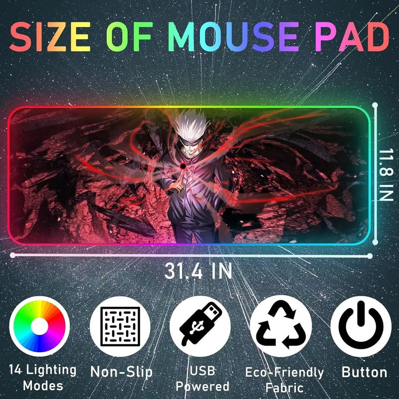 Bluejw RGB Anime Gaming Mouse Pad - Large Extended Cloth Mouse Mat Desk Pad for Laptop Tablet PC & Wireless Keyboard - Image 3