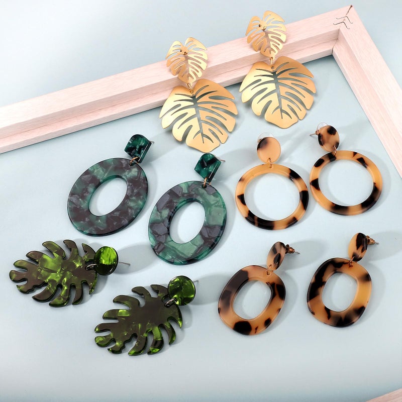FIFATA 18 Pairs Vacation Statement Earrings for Women Straw Rattan Earrings Acrylic Resin Hoop Drop Dangle Earrings Set Hypoallergenic for Sensitive Ears - Image 4