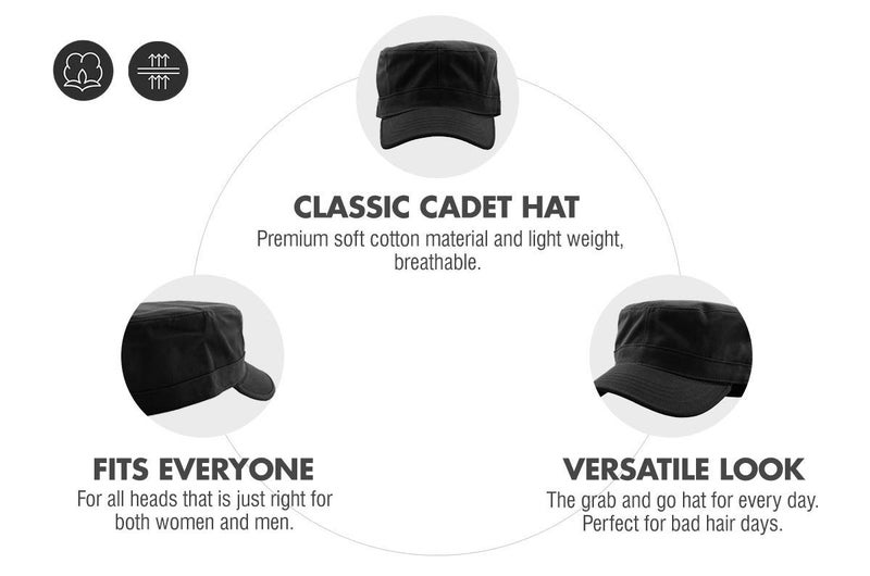 KBETHOS KBK-1464 BLK M Cadet Army Cap Basic Everyday Military Style Hat - Image 5