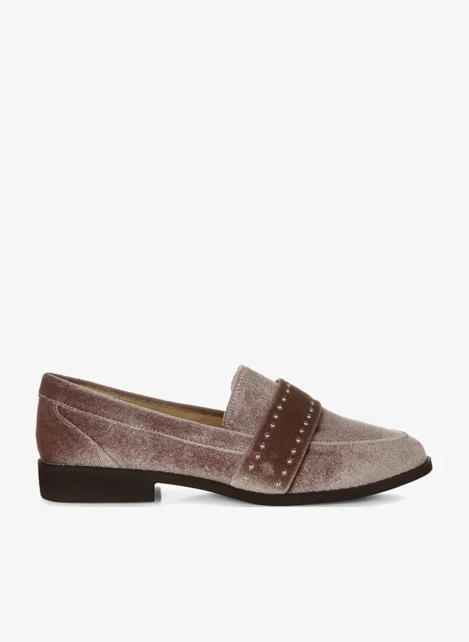 Stud Detail Velvet Loafers