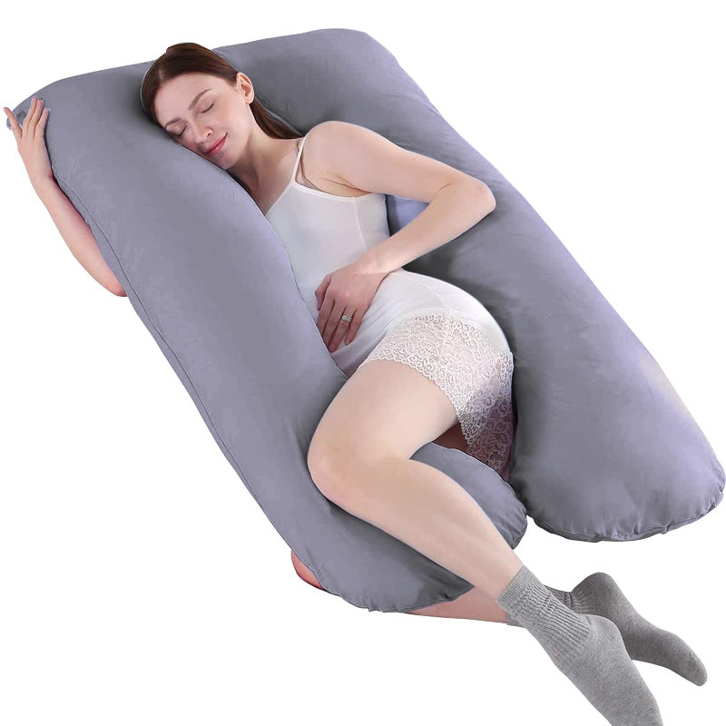 Moro Moro 3 Body Pillows For Adults, Pregnant Women Sleeping, Full Body Pillow Long Support Pillow U Shape Pregnancy Pillow Orthopedic With Replaceable And Washable Cover 70 * 130Cm (Gray)