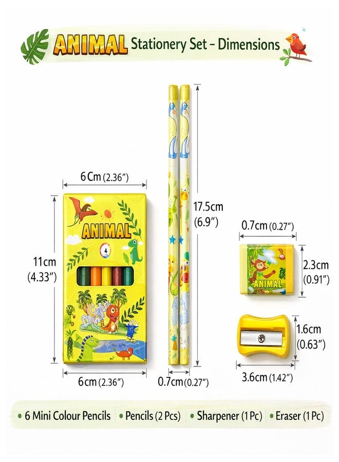 Dharmsaar 2Pcs Pencil Set with Pencil Color, Sharpener & Extra Eraser for Kids | Stationery Kit for Boys & Girls Age 3-15 Years | Ideal School Use & Birthday Return Gifts (Animal, Pack of 10) - Image 4