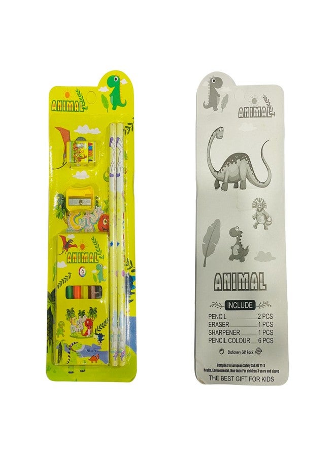 Dharmsaar 2Pcs Pencil Set with Pencil Color, Sharpener & Extra Eraser for Kids | Stationery Kit for Boys & Girls Age 3-15 Years | Ideal School Use & Birthday Return Gifts (Animal, Pack of 10) - Image 2