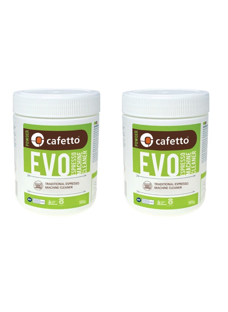 CAFETTO EVO Organic Espresso Machine Cleaner, Powder Cleaner for Traditional Espresso Machine - 500 grams per jar - Pack of 2  - Image 1
