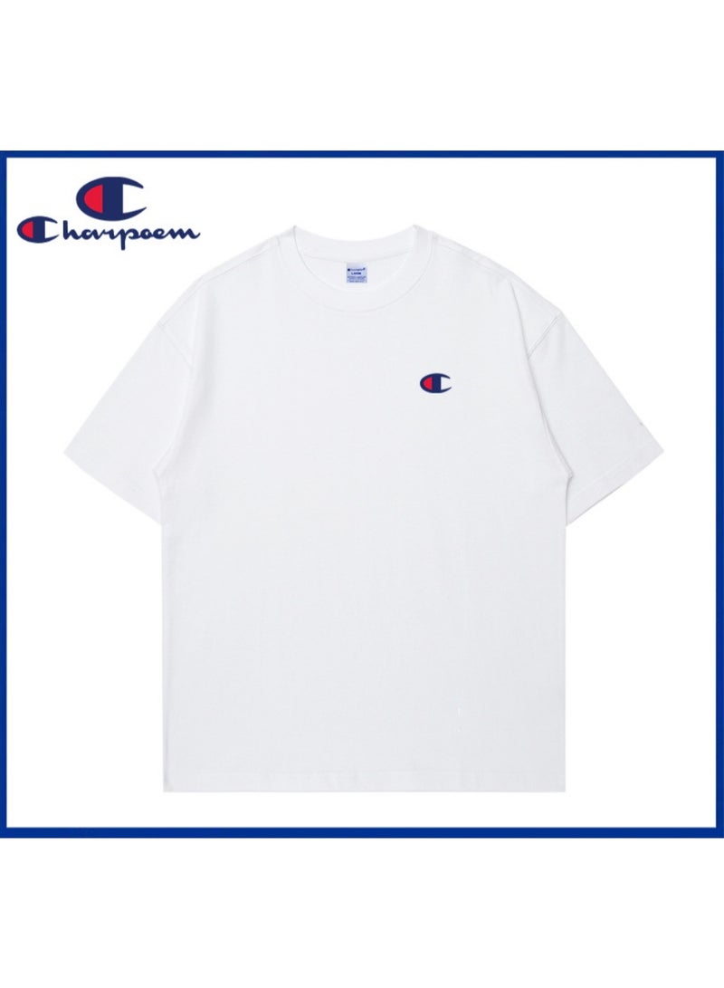 Champion Unisex White Classic Logo Cotton T-Shirt-XL - Image 1