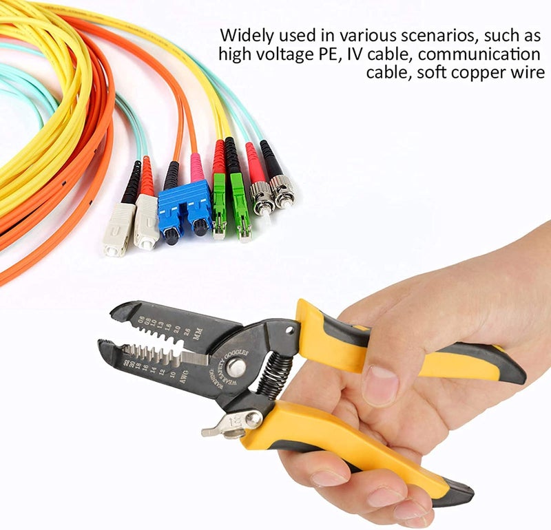 DOTCOM 8-Inch Self-Adjusting Automatic Cable Cutter Crimper, 5 in 1 Multipurpose Tool Wire Stripping Cutting Pliers, 10-24 AWG (0.2~6.0mm²) (Yellow) (WT-20) - Image 3