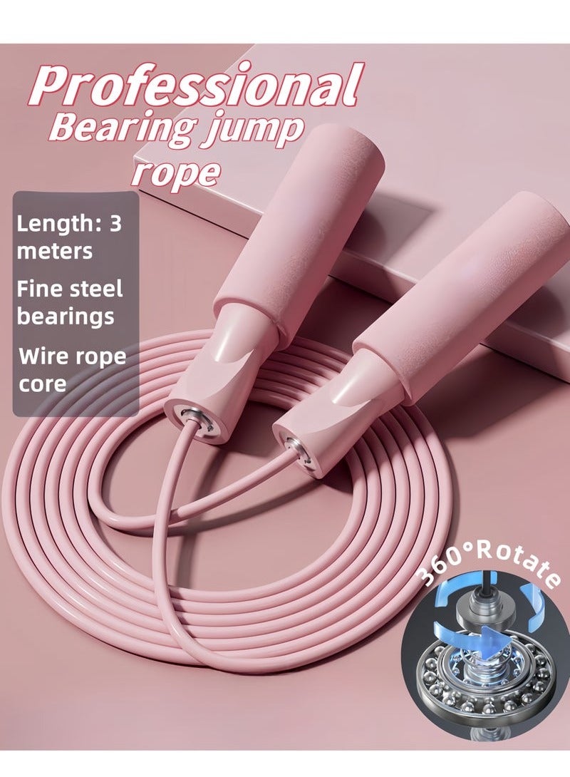 Generic Professional Steel Wire Jump Rope, Adjustable Steel Cable And Ball Bearing High Speed ​​Jump Rope, 3M Rope Length and 360°Rotate for Indoor Outdoor Exercise For Skipping Workout, Fitness, Sports (Pink) - Image 1
