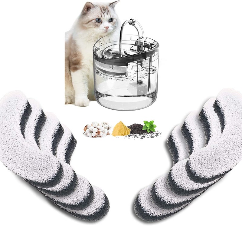 Qpets® Cat Water Fountain Filter Replacement 8pcs Cat Fountain Filter Arc-Shaped Washable Pet Fountain Filters with Triple Filtration System Activated Carbon - Image 1