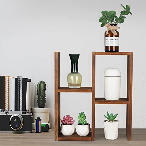 Jotsport Window Sill Plant Stand Small Wood Plant Shelf for Succulents 3 Tier Tabletop Desktop Plant Dislay Rack - Image 3