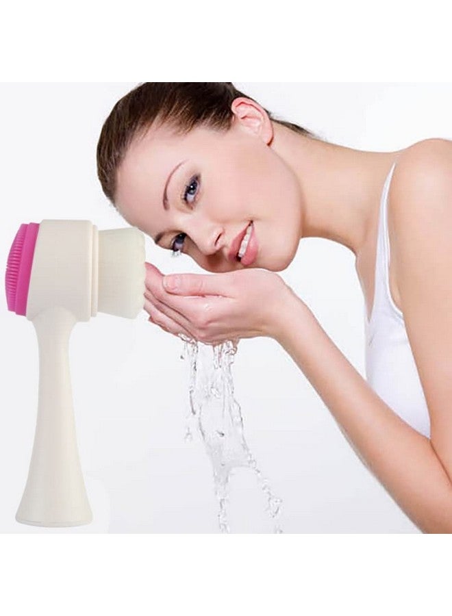 Mockery Manual Facial Cleansing Exfoliating Brush with Ultra Fine Soft Bristles Pore Deep Cleansing, Exfoliation, Makeup, Acne, Dead Skin, Silicone Double Side Face Scrub Brush for Massaging (Pink) - Image 5