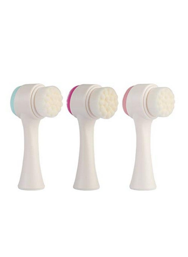 Mockery Manual Facial Cleansing Exfoliating Brush with Ultra Fine Soft Bristles Pore Deep Cleansing, Exfoliation, Makeup, Acne, Dead Skin, Silicone Double Side Face Scrub Brush for Massaging (Pink) - Image 2
