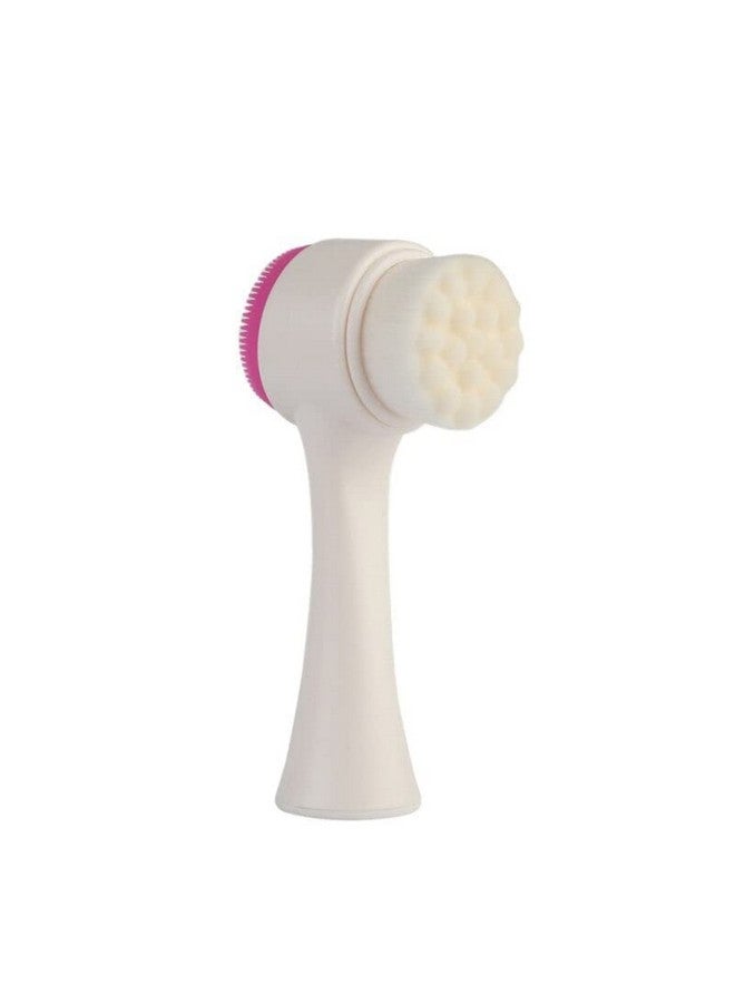 Mockery Manual Facial Cleansing Exfoliating Brush with Ultra Fine Soft Bristles Pore Deep Cleansing, Exfoliation, Makeup, Acne, Dead Skin, Silicone Double Side Face Scrub Brush for Massaging (Pink) - Image 1