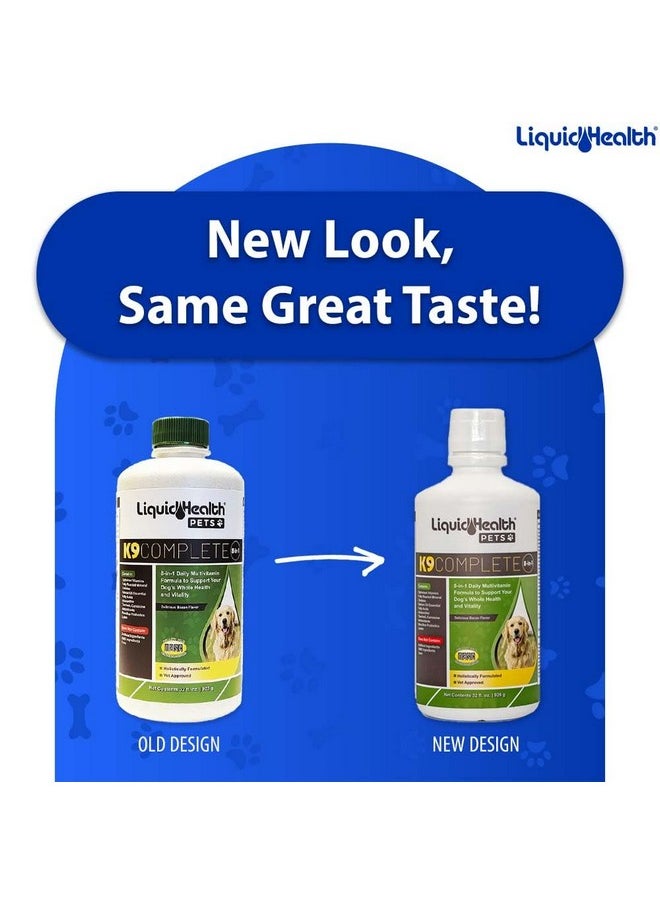ليكويد هيلث 32 أونصة K9 Complete 8-In-1 Liquid Multivitamins For Dogs & Puppies، تركيبة كاملة الكل في واحد، نظام غذائي للكلاب الصغيرة المسنة، فيتامينات الكلاب، الجلد والفراء، صحة المفاصل، دعم المناعة (عبوتان)  - Image 2
