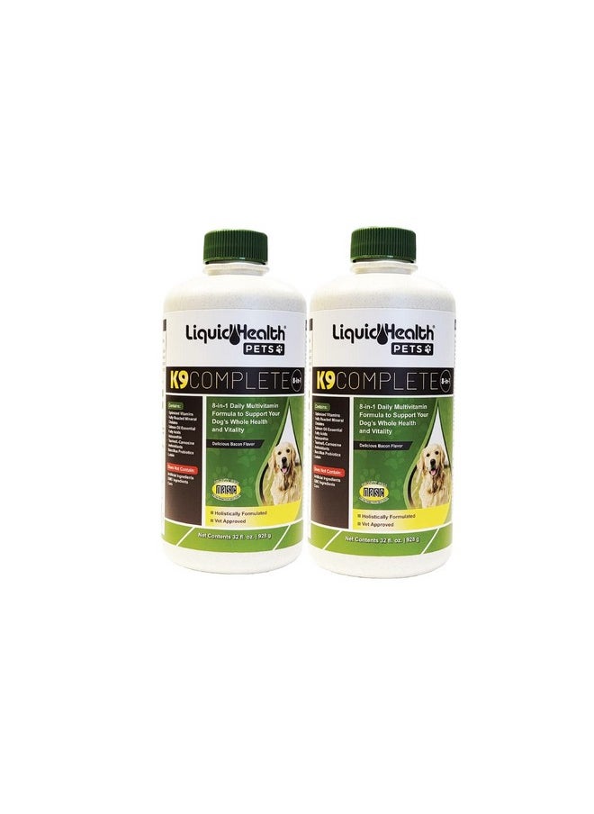 ليكويد هيلث 32 أونصة K9 Complete 8-In-1 Liquid Multivitamins For Dogs & Puppies، تركيبة كاملة الكل في واحد، نظام غذائي للكلاب الصغيرة المسنة، فيتامينات الكلاب، الجلد والفراء، صحة المفاصل، دعم المناعة (عبوتان)  - Image 1