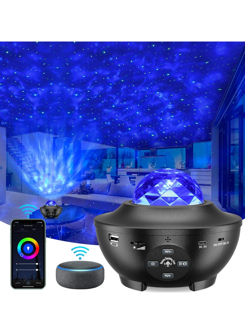 LED Star Light Projector,Baytion Starry Night Lights & Rotating Ocean Wave Music Projection Lamp with Remote Control Bluetooth Speaker for Kids Room Bedroom,Living Room Decoration - Image 1