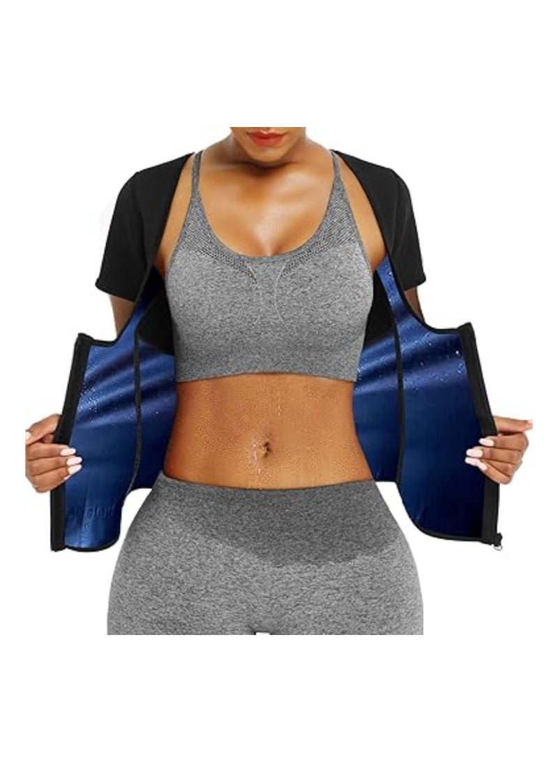 Nariele Slimming Sauna Suit for Women Sweat, Weight Loss Waist Trainer, Gym Workout Tops Body Shaper Sweat Suits, Sweat Vest Workout Fajas, Running Sports Yoga Clothes (XL) - Image 1
