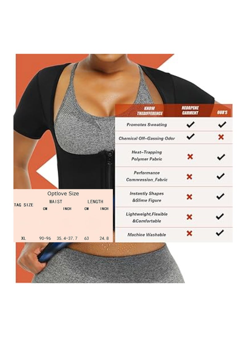 Nariele Slimming Sauna Suit for Women Sweat, Weight Loss Waist Trainer, Gym Workout Tops Body Shaper Sweat Suits, Sweat Vest Workout Fajas, Running Sports Yoga Clothes (XL) - Image 5