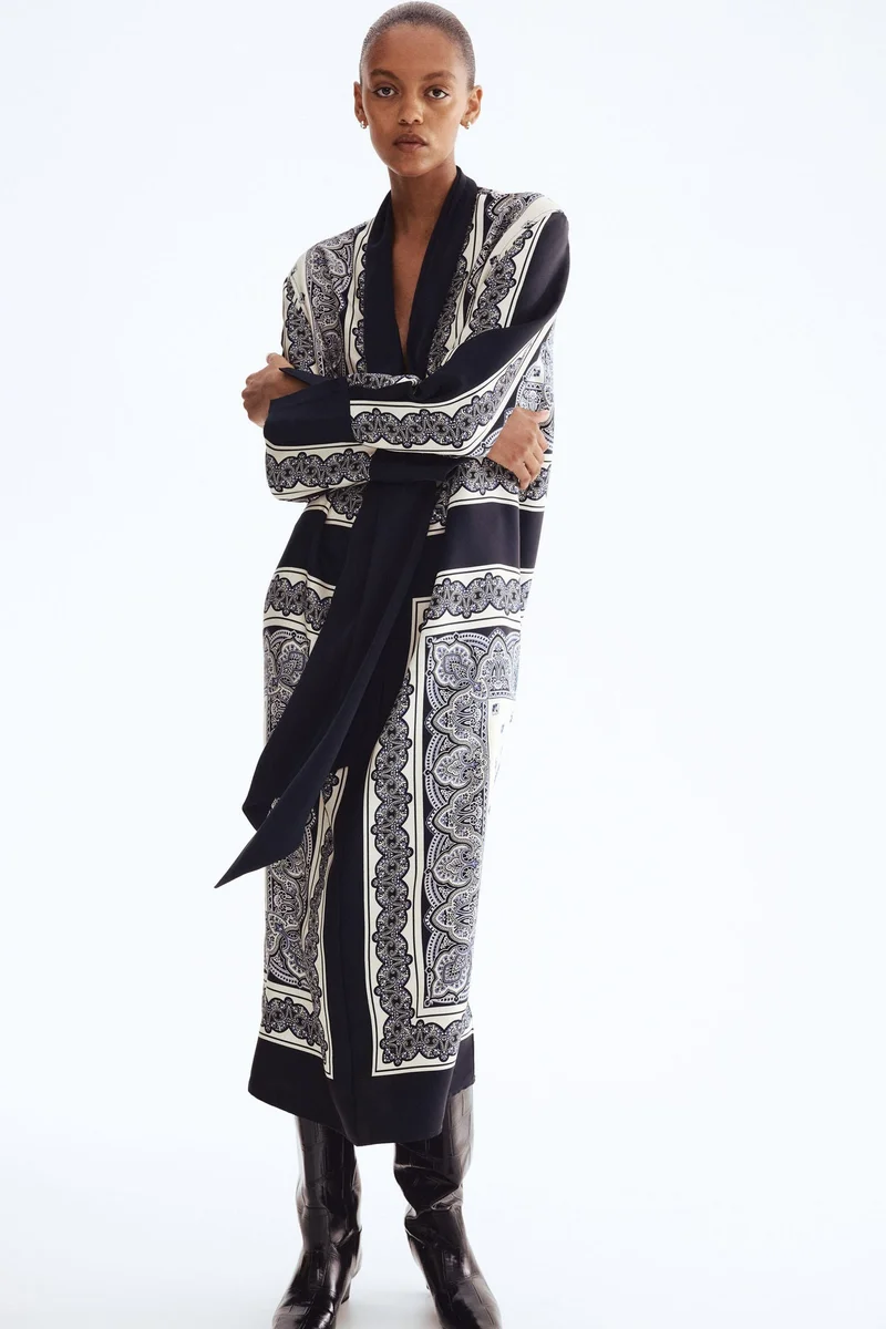 H&M Scarf-collar satin dress