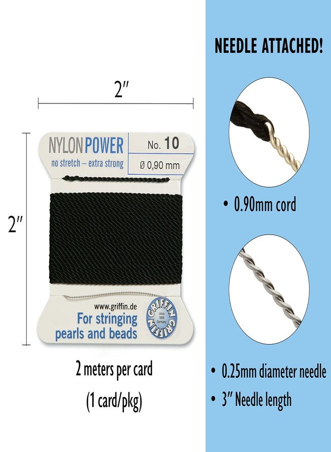 غريفين حبل خرز نايلون جريفين بيرلسيد - لون أسود - مقاس 10 (0.90 مم) - 2 متر لكل بطاقة - إبرة من الفولاذ المقاوم للصدأ مرفقة - لربط اللؤلؤ والأحجار الكريمة والكريستال والخرز - Image 4