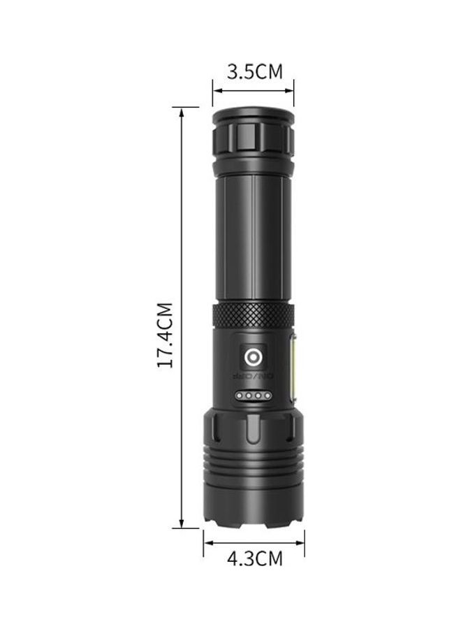 7-level Brightness Adjustment Short Style Micro USB Charging Waterproof P90 + COB LED Flashlight - Image 2