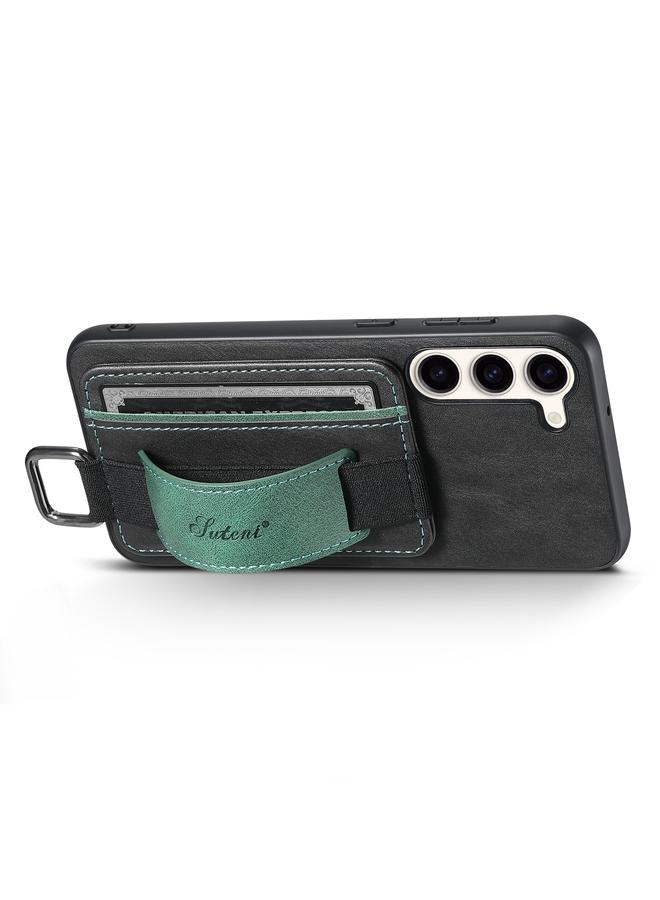 Suteni Case For Samsung Galaxy S24+ 5G H13 Card Wallet Wrist Strap Holder PU Phone Case - Image 2