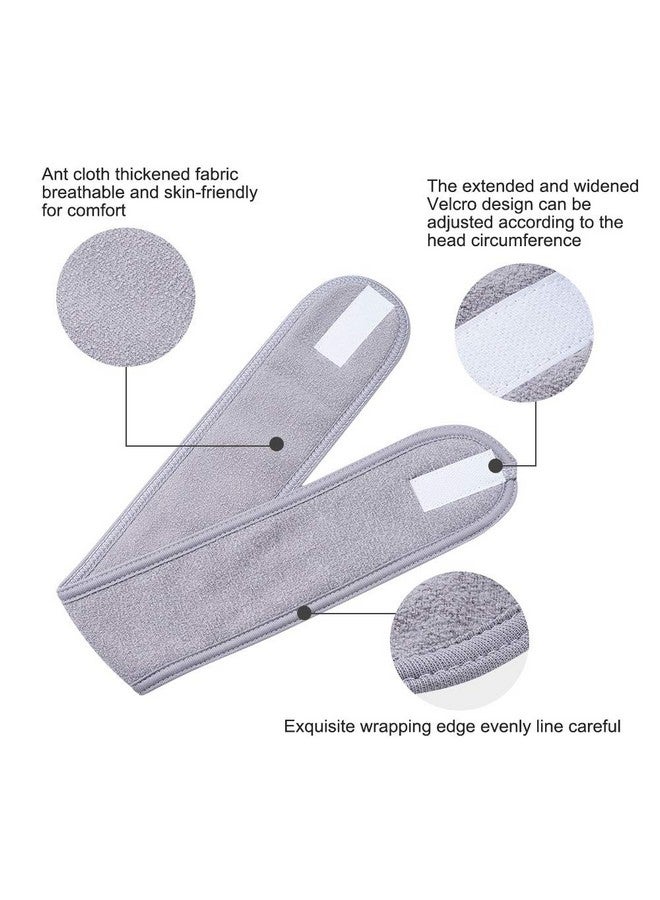 TDHDIKE 4 Pcs Facial Spa Headbands(White Black Pink，Gray)， Makeup Shower Bath Wrap Sport Headband Terry Cloth Stretch Towel With Magic Tape  - Image 5