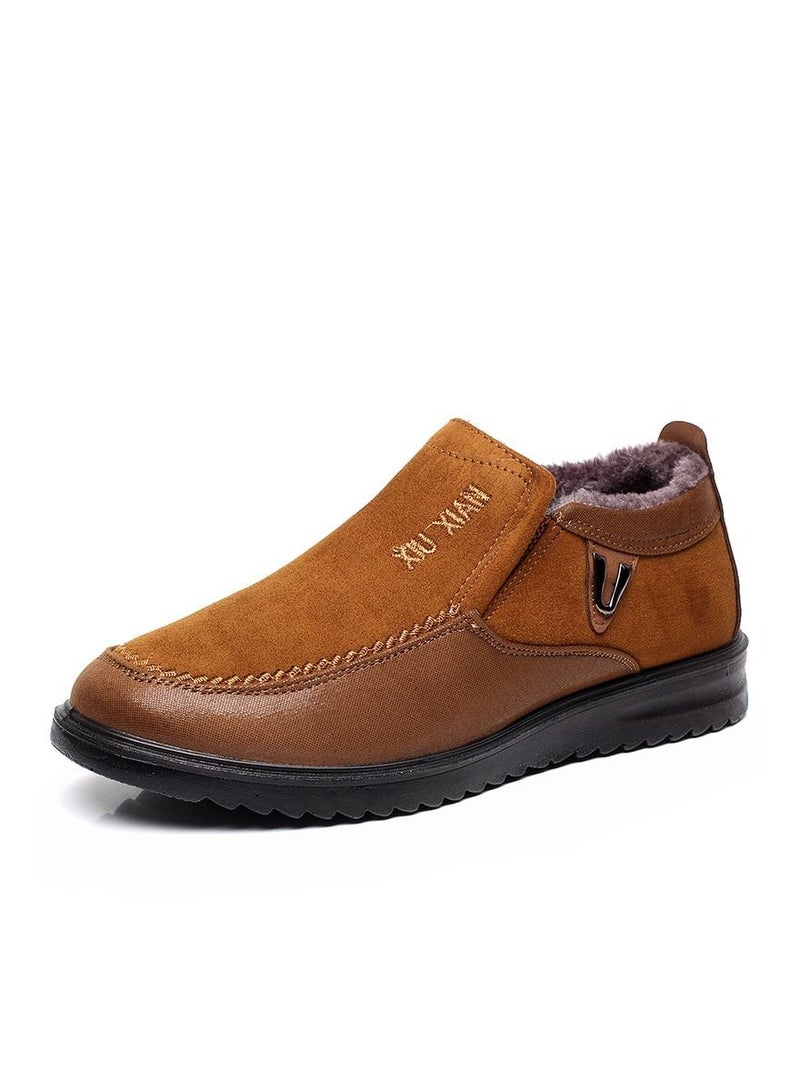 Generic Men Non Slip Outdoor Cotton Shoes Brown - Image 1