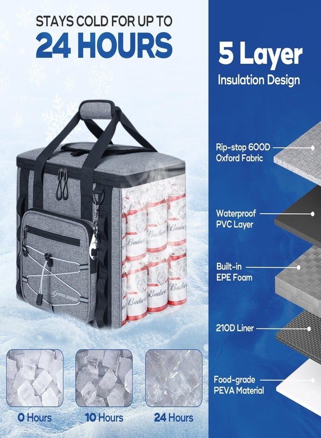 Maelstrom Soft Cooler Bag,Soft Sided Cooler,40 Cans Collapsible Cooler with Velcro Top,Insulated Ice Chest,Large Leakproof Camping Cooler for Kayaking,Beach,Travel,Gray - Image 2