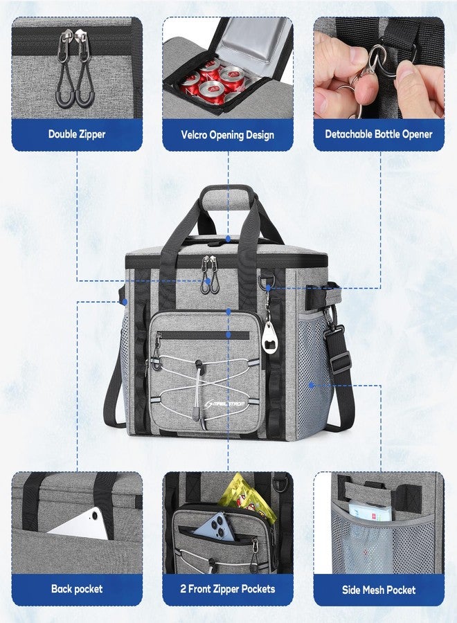 Maelstrom Soft Cooler Bag,Soft Sided Cooler,40 Cans Collapsible Cooler with Velcro Top,Insulated Ice Chest,Large Leakproof Camping Cooler for Kayaking,Beach,Travel,Gray - Image 4