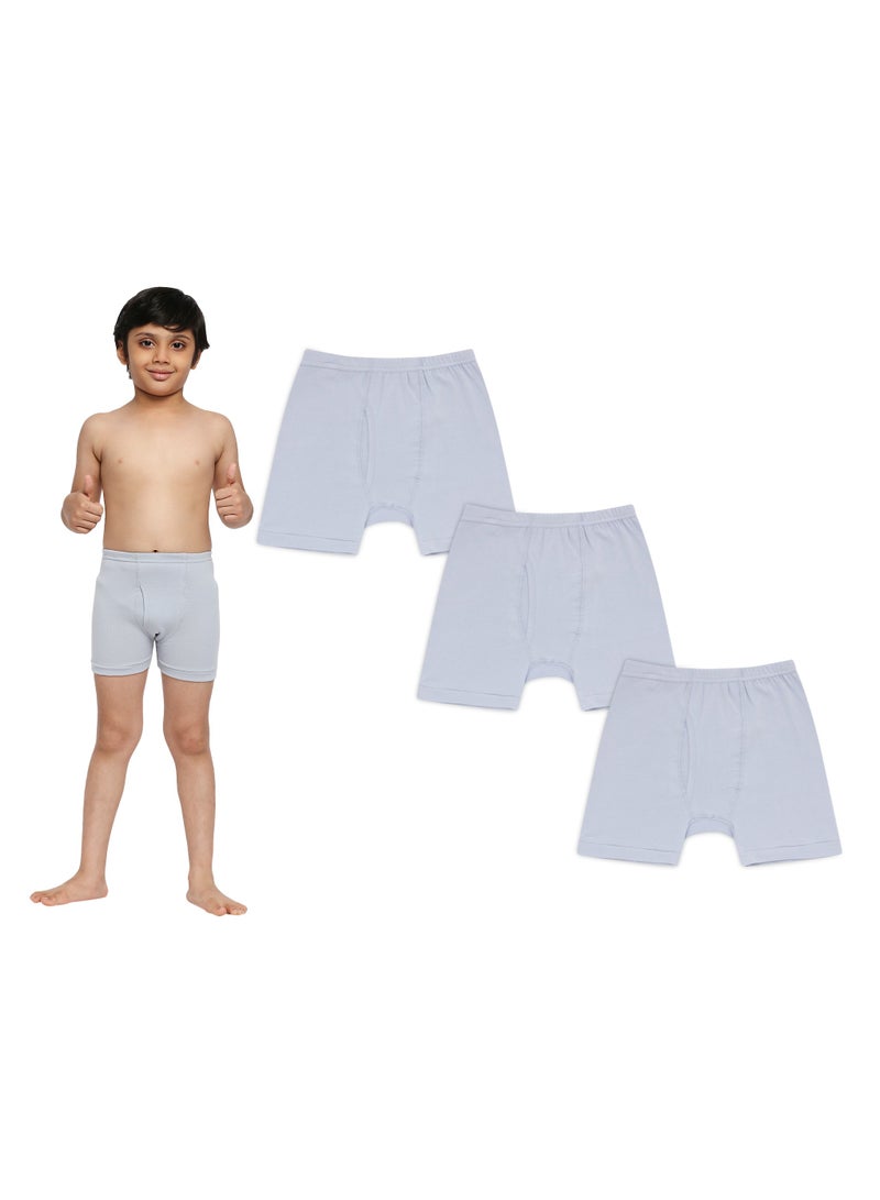 BYC BOY'S COTTON BOXER SHORT BRIEF (PACK OF 3) - LIGHT GREY - Image 1