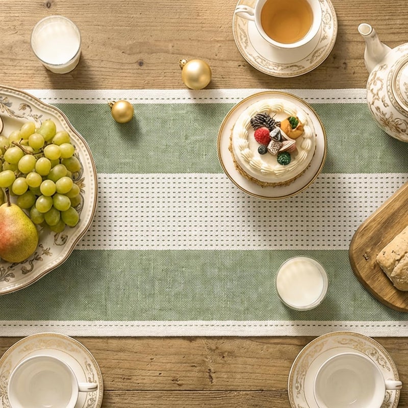 Sage Green Farmhouse Rustic Table Runner - 13x72 Inch Seasonal Fabric for Home Decor - Image 3