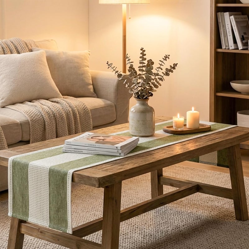 Sage Green Farmhouse Rustic Table Runner - 13x72 Inch Seasonal Fabric for Home Decor - Image 5