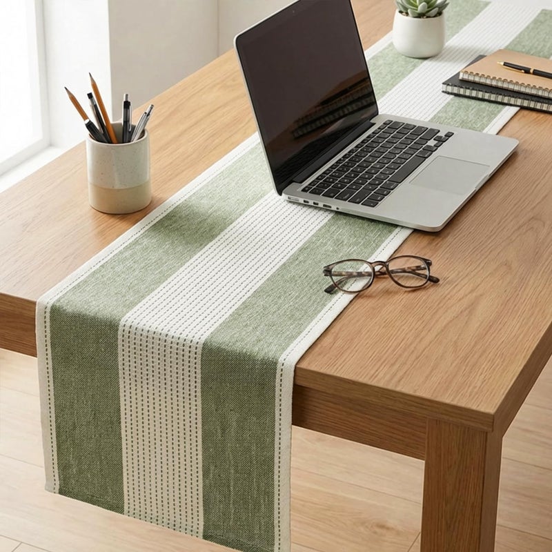 Sage Green Farmhouse Rustic Table Runner - 13x72 Inch Seasonal Fabric for Home Decor - Image 4