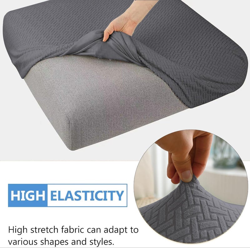 SHANNA Sofa Seat Cushion Slipcovers: 3Pcs Modern Sofa Cushion Cover Waterproof Furniture Cushion Cover Jacquard Patio Furniture Chair Cushion Slip Covers Replacement (Dark Gray) - Image 2