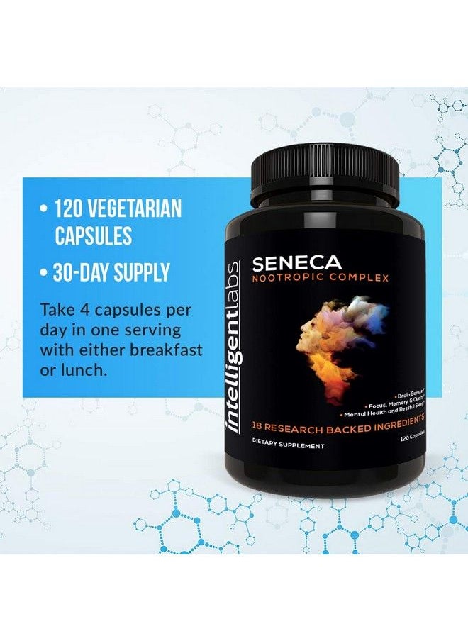 Intelligent Labs - Seneca Nootropic Brain Support Supplement ; Focus Memory & Clarity ; 18 Brain Boosting Ingredients ; B Complex Vitamins Lion’S Mane & Ashwagandha ; Caffeine & Stimulant Free - Image 1