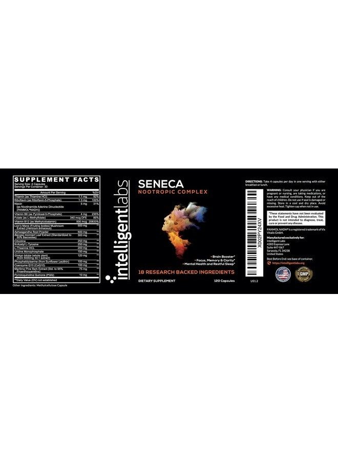 Intelligent Labs - Seneca Nootropic Brain Support Supplement ; Focus Memory & Clarity ; 18 Brain Boosting Ingredients ; B Complex Vitamins Lion’S Mane & Ashwagandha ; Caffeine & Stimulant Free - Image 1