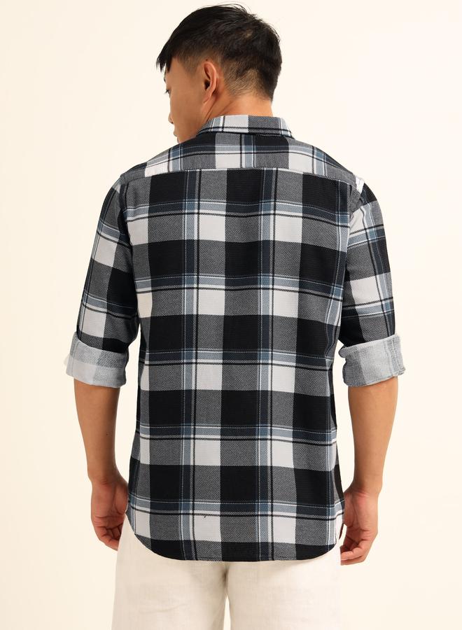 بوشيرت قميص كاجوال مطبع بنمط مربعات - Image 5