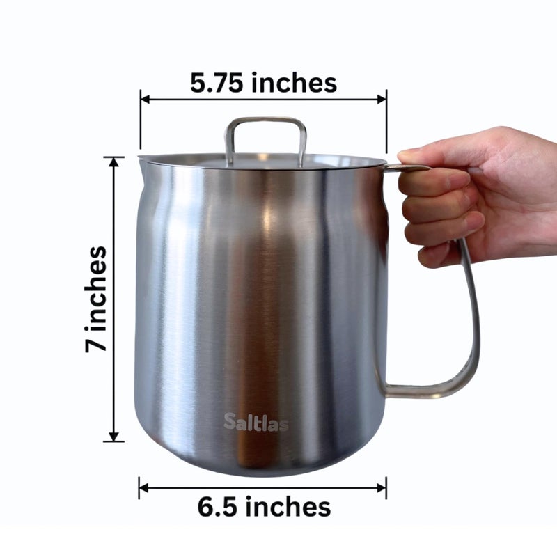 Saltlas Deep Fryer Pot with Basket and Oil Strainer, 304 Stainless Steel Deep Frying Pot for French Fries, Chicken, or Japanese Tempura, 3.5 L (3.7 qt) - Image 2
