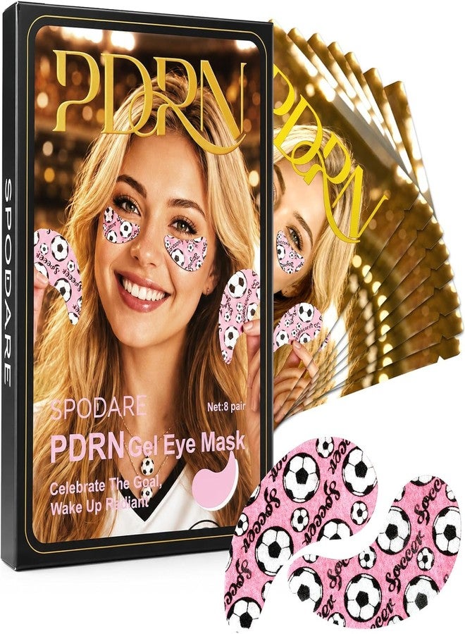 SPODARE أقنعة سبودير بي دي آر إن للعينين بالكولاجين للهالات السوداء والانتفاخ، لصقات تبريد مانعة للانزلاق تحت العين مع النياسيناميد والكافيين لتوحيد لون العينين، بنقشة رياضية ليوم المباراة، 8 أزواج - Image 1