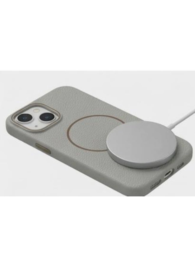 Premium magnetic iPhone 14 case compatible with MagSafe, made of high-quality synthetic leather with a litchi texture and microfiber lining to protect the camera and corners. - Image 4