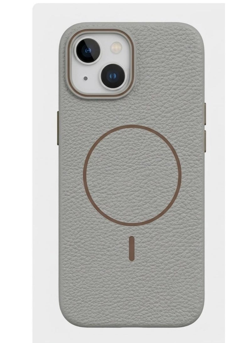 Premium magnetic iPhone 14 case compatible with MagSafe, made of high-quality synthetic leather with a litchi texture and microfiber lining to protect the camera and corners. - Image 3
