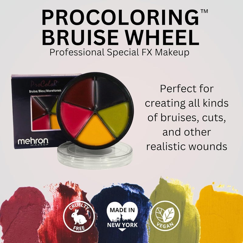 Mehron Makeup PRO FX Bruise Wheel | 5 Color Wheel for Special Effects & Movies | Bruise Makeup Kit | SFX Paint | Halloween Special Effects - Image 2