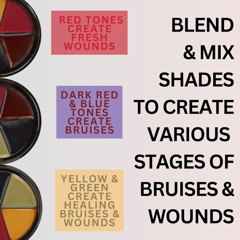 Mehron Makeup PRO FX Bruise Wheel | 5 Color Wheel for Special Effects & Movies | Bruise Makeup Kit | SFX Paint | Halloween Special Effects - Image 4