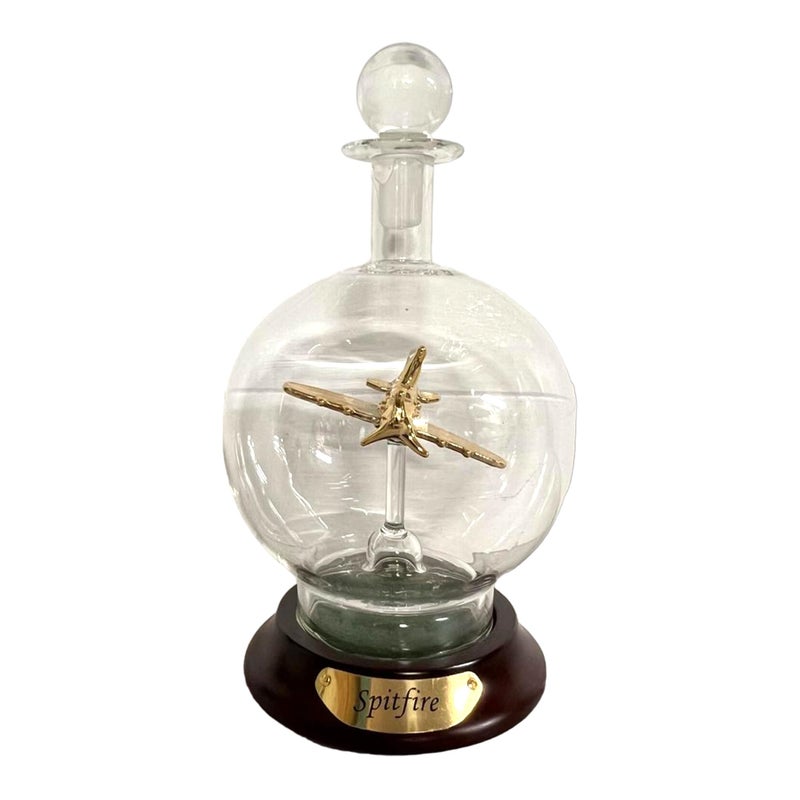 Ornamental Glass Model of a Spitfire Aeroplane in a Decorative Glass Decanter  Memorabilia  Gifts for Men  WW2 Gift  Wartime Memorabilia  Supermarine Spitfire  Battle of Britain